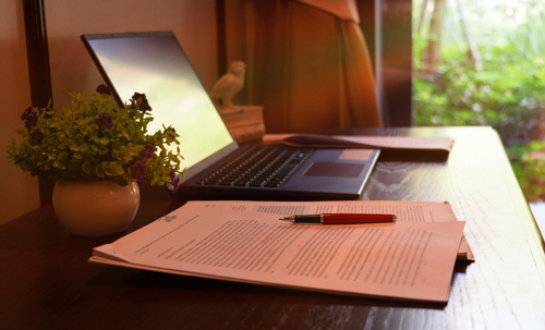 Laptop and pen